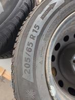 Winterbanden Michelin 205/65 R15 op stalen velg, Auto-onderdelen, Banden en Velgen, Gebruikt, 15 inch, Banden en Velgen, Personenwagen