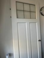 Witte deur met raam en metalen klink, Gebruikt, 80 tot 100 cm, Binnendeur, Ophalen of Verzenden