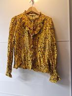POM Amsterdam Blouse Maat 38 - Ruches & Panterprint Bloemen, Kleding | Dames, Blouses en Tunieken, Maat 38/40 (M), Geel, Ophalen of Verzenden