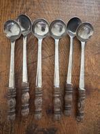 Vintage lepeltjes  met Houten Handvatten - Set van 6, Ophalen of Verzenden