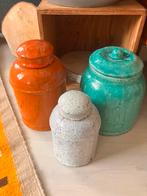 Originele aardewerken potten / vazen - trio, Huis en Inrichting, Woonaccessoires | Vazen, Ophalen, Gebruikt, Blauw, Aardewerk of Porselein