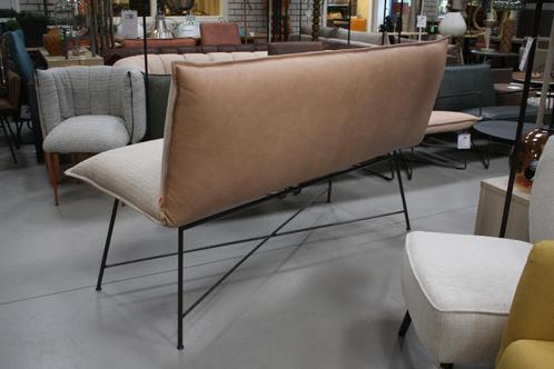 Luxe halfhoge barbank eetbank VIDAR Jess metaal stof leer, Huis en Inrichting, Barkrukken, Zo goed als nieuw, 60 tot 90 cm, Leer