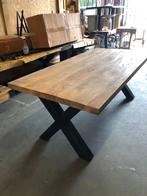 Massief Mango Houten Tafel met Stalen X-poten., Huis en Inrichting, Tafels | Eettafels, Ophalen, 100 tot 150 cm, Vijf personen of meer