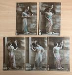 DUITS 5 kleurenkaarten met romantische voorstelling 1917, Verzamelen, Ansichtkaarten | Buitenland, Gelopen, Duitsland, Voor 1920