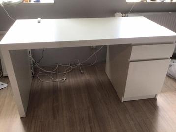 Malm ikea bureau, wit, 140x65 cm