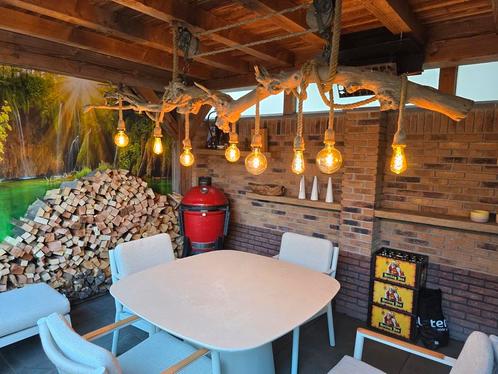 Mooie Hanglamp Boomstam, Huis en Inrichting, Lampen | Hanglampen, Gebruikt, 75 cm of meer, Hout, Ophalen