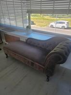 Stijlvolle Chaise Longue bank– Donkerbruin Fluweel, Ophalen, Zo goed als nieuw, Minder dan 150 cm
