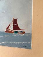 Visserbootjes schildering, gesingeerd, Ophalen of Verzenden