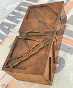 1950 antiek Antieke sieradendoos Hout kist doos met schepen, Ophalen of Verzenden