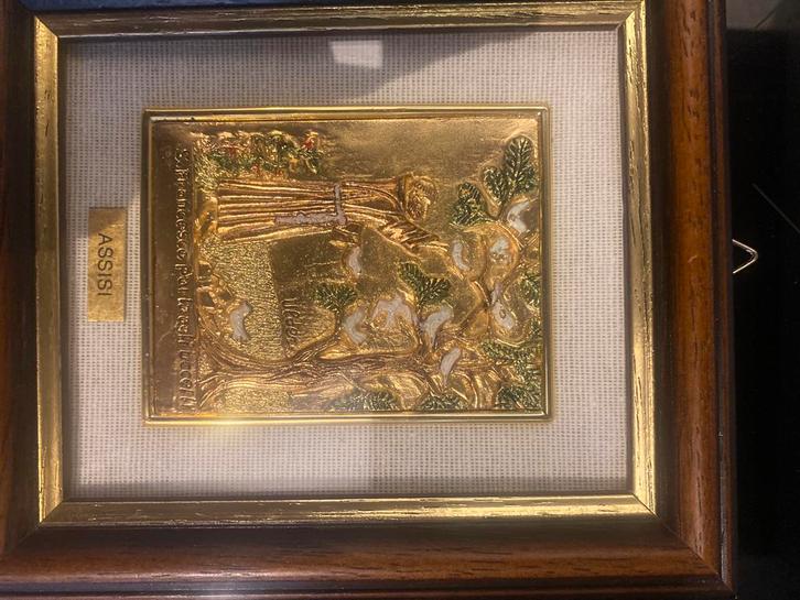 Religieus schilderij met 24K bladgoud - Assisi, Antiek en Kunst, Antiek | Religie, Ophalen of Verzenden