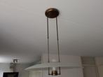 Bronzen plafondlamp met glazen kap in melkglas omranding, Huis en Inrichting, Lampen | Hanglampen, Gebruikt, Ophalen, 75 cm of meer
