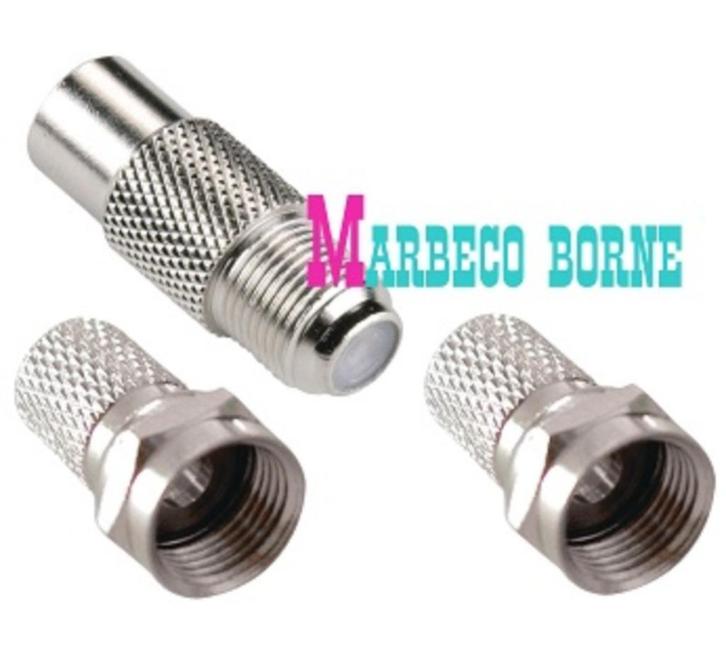 F-Connector, Antenne Connector Kit Zilver, 3-delige set, Telecommunicatie, Antennes en Masten, Nieuw, Antenne, Ophalen