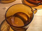 4 Vintage Elsadur Amberkleurige  glazen koffiekopjes., Ophalen of Verzenden