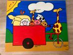 Kinder schilderij - Dieren in bakfiets, Ophalen of Verzenden, Zo goed als nieuw