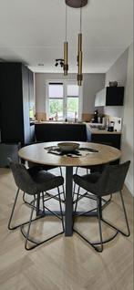 Hoge Eettafel met 4 Krukken, Ophalen, 100 tot 150 cm, Rond, Zo goed als nieuw