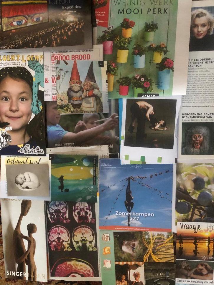 Plaatjes tekst tijdschriften: natuur kind kunst reizen enz., Hobby en Vrije tijd, Scrapbooking, Gebruikt, Overige typen, Ophalen of Verzenden