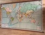 Oude Wereldkaart - Luinge, Stegeman & Nonnekens, Antiek en Kunst, Antiek | Schoolplaten, Ophalen, Aardrijkskunde