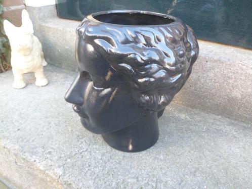 Hoofd aardewerk zwart keramiek vaas kop pot 25 cm. hoog, Antiek en Kunst, Antiek | Keramiek en Aardewerk, Ophalen of Verzenden
