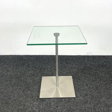 Glazen Bijzettafel - Stalen Onderstel | 40 x 40 cm 25146 beschikbaar voor biedingen