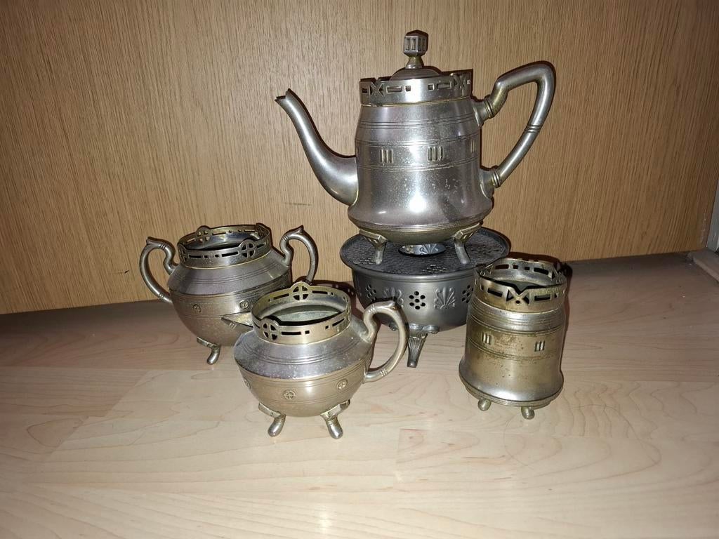 Tinnen koffie/theeset, Antiek en Kunst, Ophalen of Verzenden