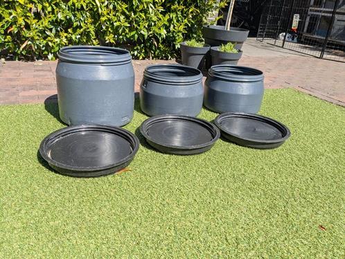 2 grijze voertonnen met deksel Welkoop, 18 liter, Dieren en Toebehoren, Dierenvoeding, Ophalen of Verzenden