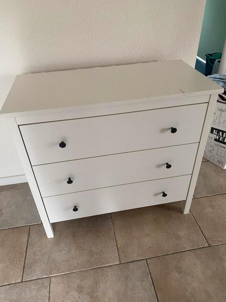 Witte ladekast met 3 lades, Huis en Inrichting, Kasten | Dressoirs, Gebruikt, 50 tot 100 cm, 25 tot 50 cm, Met lade(s), Kunststof