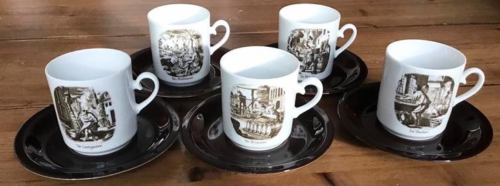 6 KRONESTER BAVARIA KOP EN SCHOTELS MET OUDE AMBACHTEN, Antiek en Kunst, Antiek | Servies los, Ophalen of Verzenden