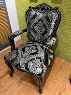 Elegante Barok Stoel, Zwart-Zilveren Bekleding, Ophalen, Gebruikt, Barok, Zwart