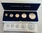 5 zilveren munten van Koninging Wilhelmina in cassette, Setje, Zilver, Koningin Wilhelmina, Overige waardes