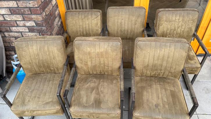 6 Industriële Eetkamerstoelen – Comfortabel en met Karakter, Huis en Inrichting, Stoelen, Gebruikt, Vijf, Zes of meer stoelen