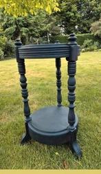 Antieke bijzet/plantentafel, zwart, hout, Huis en Inrichting, Tafels | Bijzettafels, Ophalen, Minder dan 55 cm, Gebruikt, Rond