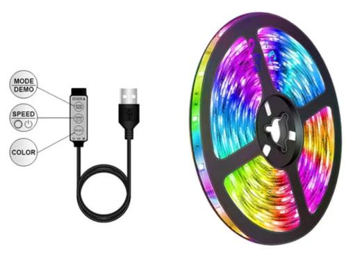 RGB LED strip | USB gevoed ideaal voor achter de TV 2m 3m 4m, Huis en Inrichting, Lampen | Wandlampen, Nieuw, Kunststof, Metaal