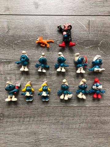 11 Smurfen Schleich en Gargamel + Azraël uit jaren 60-70