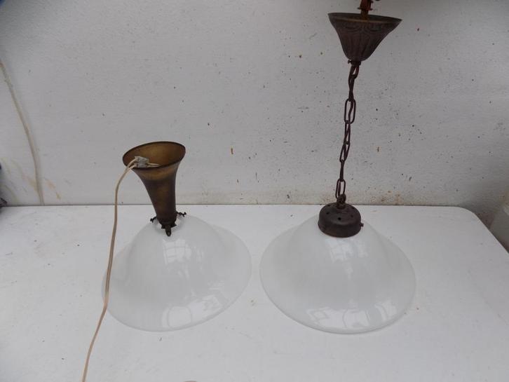 Hanglamp lamp vintage melkglazen kap vintage brocante, Huis en Inrichting, Lampen | Overige, Gebruikt, Ophalen of Verzenden