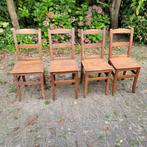 4 Brocante franse houten stoelen eettafelstoelen, Antiek en Kunst, Ophalen
