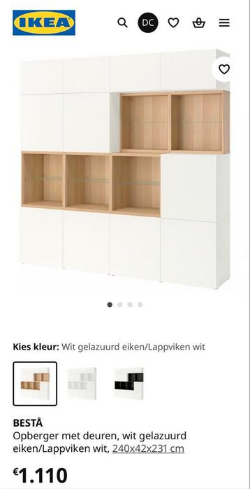 Grote IKEA BESTA Wandkast - Wit geolied eiken - afbeelding 4