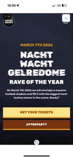Nachtwacht rave of the year, Tickets en Kaartjes, Eén persoon, November