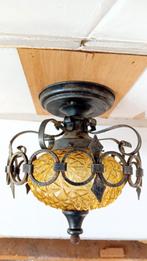 Kroonluchter, zwarte smeedijzer, plafondlamp, vintage, Antiek en Kunst, Ophalen
