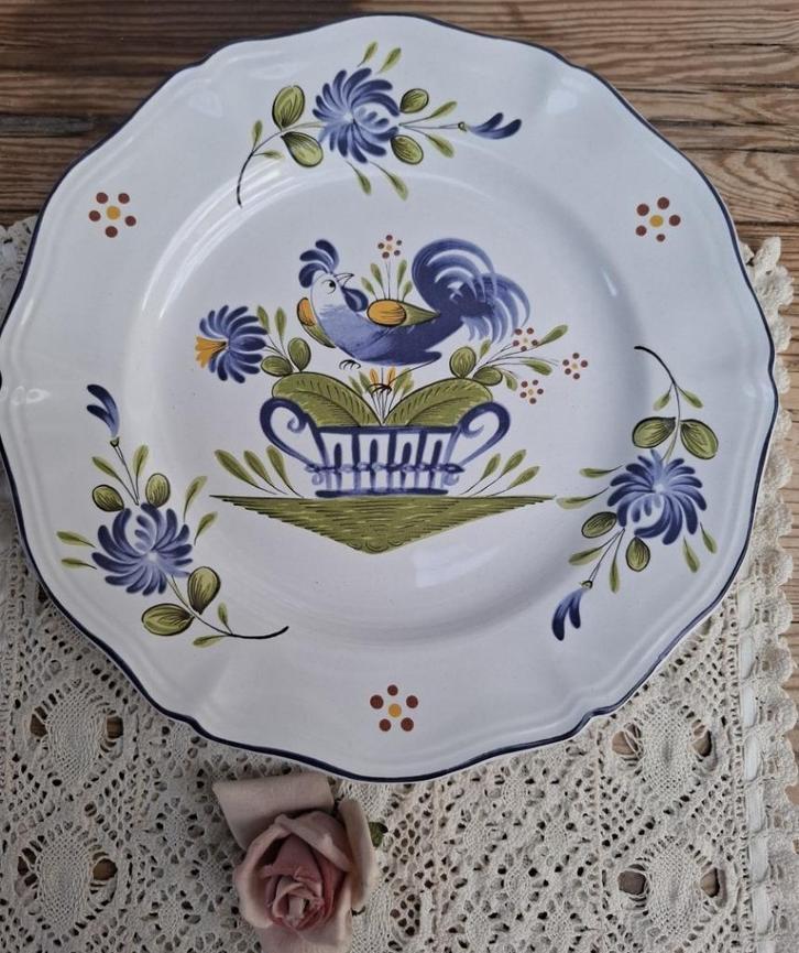 Vintage KG Luneville Chanteclerc blue diner bord met haan, Antiek en Kunst, Curiosa en Brocante, Ophalen of Verzenden