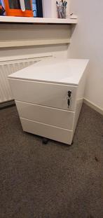 Witte ladekast op wielen, Huis en Inrichting, Kasten | Ladekasten, Zo goed als nieuw, 3 of 4 laden, Minder dan 100 cm, Metaal