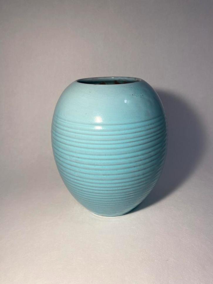 Vintage uitverkoop - Nagtegaal turquoise vaas, Huis en Inrichting, Woonaccessoires | Vazen, Zo goed als nieuw, Minder dan 50 cm