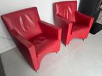 Fraaie set Leolux Dolcinea fauteuils rood leder, Huis en Inrichting, Fauteuils, Ophalen, 75 tot 100 cm, Leer, 50 tot 75 cm