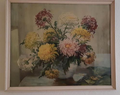Bloemstilleven van R. Bly C. Dihns, Antiek en Kunst, Kunst | Schilderijen | Klassiek, Ophalen