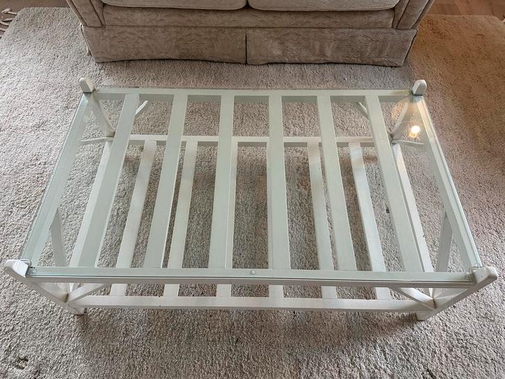 Elegante Flamant Salontafel met Glazen Blad, Huis en Inrichting, Tafels | Salontafels, Zo goed als nieuw, Minder dan 50 cm, 50 tot 100 cm