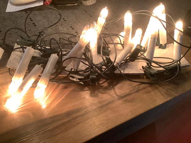 Lichtkettingen kaarsjes kerstboom, Diversen, Kerst, Gebruikt, Ophalen of Verzenden