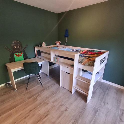 Superheld gezocht: halfhoogslaper incl. bureau en kast, Huis en Inrichting, Slaapkamer | Complete slaapkamers, Gebruikt, Eenpersoons