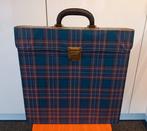 * Vintage vinyl lp platenkoffer blauw geruit breed (5) *, Verzenden, Gebruikt, Overige instrumenten