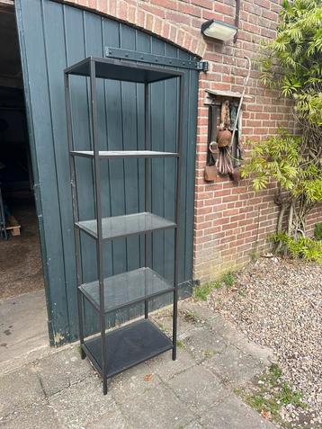 Ikea Stellingkast, zwartbruin/glas, 51x175 cm