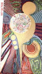 tangle-schilderij met textiel, Ophalen of Verzenden