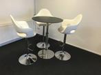 3 luxe barkrukken met tafel verstelbaar, Ophalen, In hoogte verstelbaar, Zo goed als nieuw, Metaal